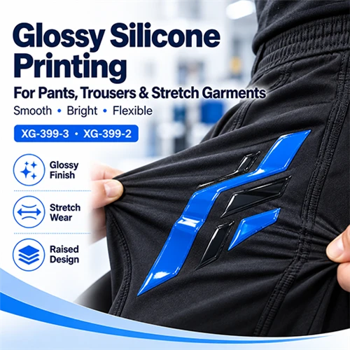 Glossy Silicone Printing for Pants, Trousers and Stretch Garments