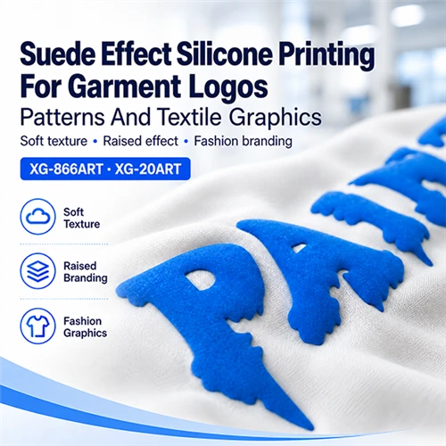 Suede Effect Silicone Printing for Garment Logos, Patterns and Textile Graphics