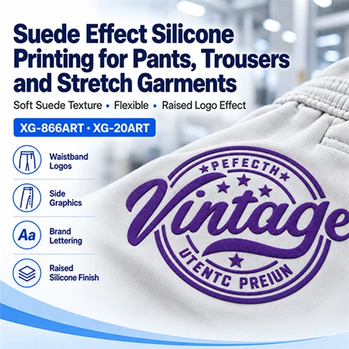 Suede Effect Silicone Printing for Pants, Trousers and Stretch Garments